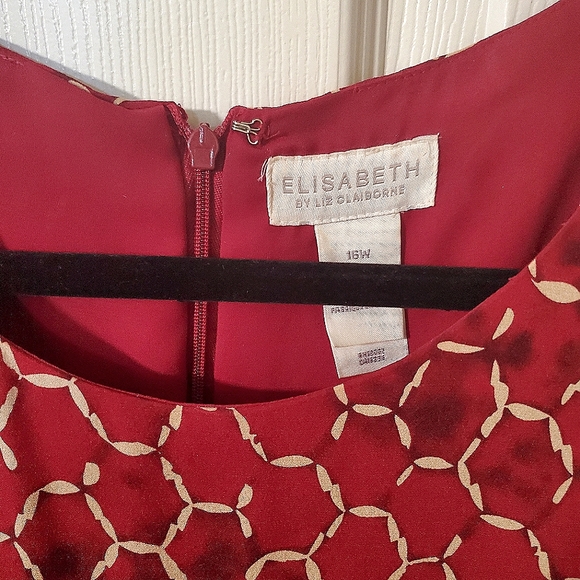 Elisabeth by Liz Claiborne Womans Silk Red Short Sleeve Maxi Lined Dress 16W - Picture 4 of 12